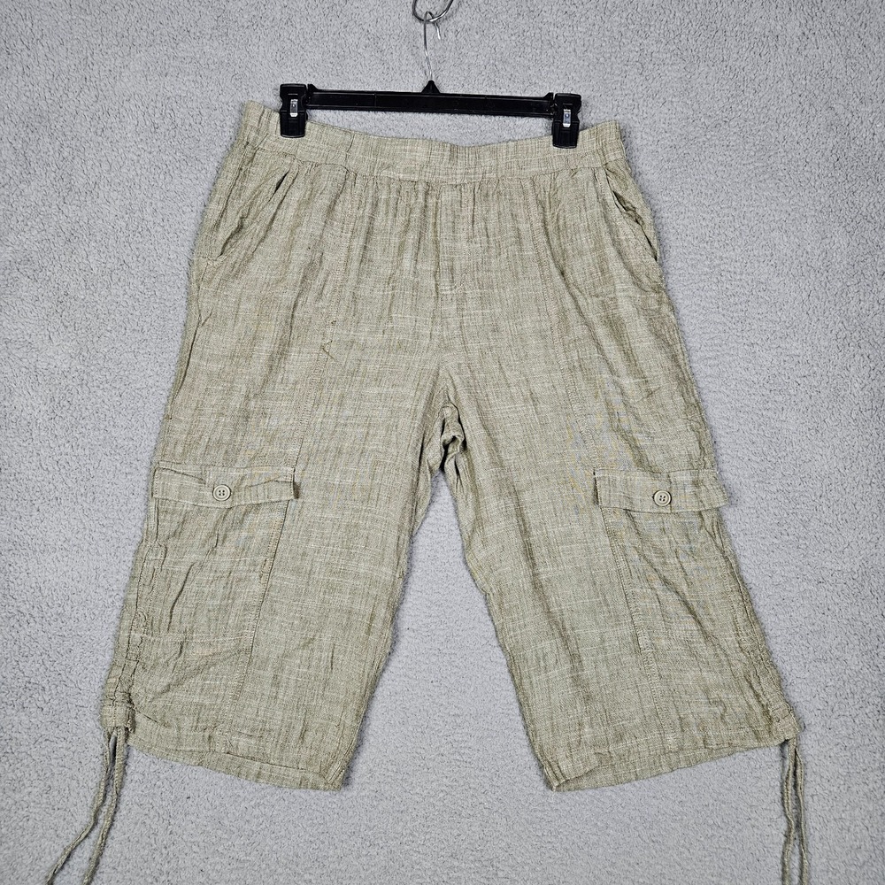Royalty Collection Women's Light Green Linen viscose Cargo Shorts Size PXL